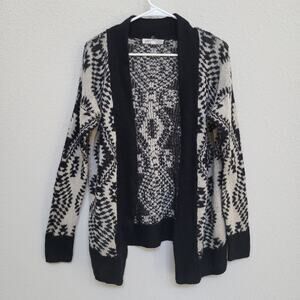 Jolt Cardigan Sweater Womens Small Black Geometric Fall Winter, Casual Boho